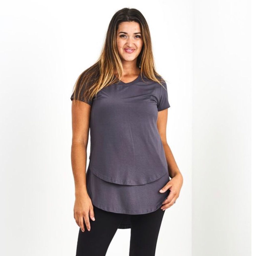 Latched Mama V Neck Tee 2.0 Stormy Grey XS